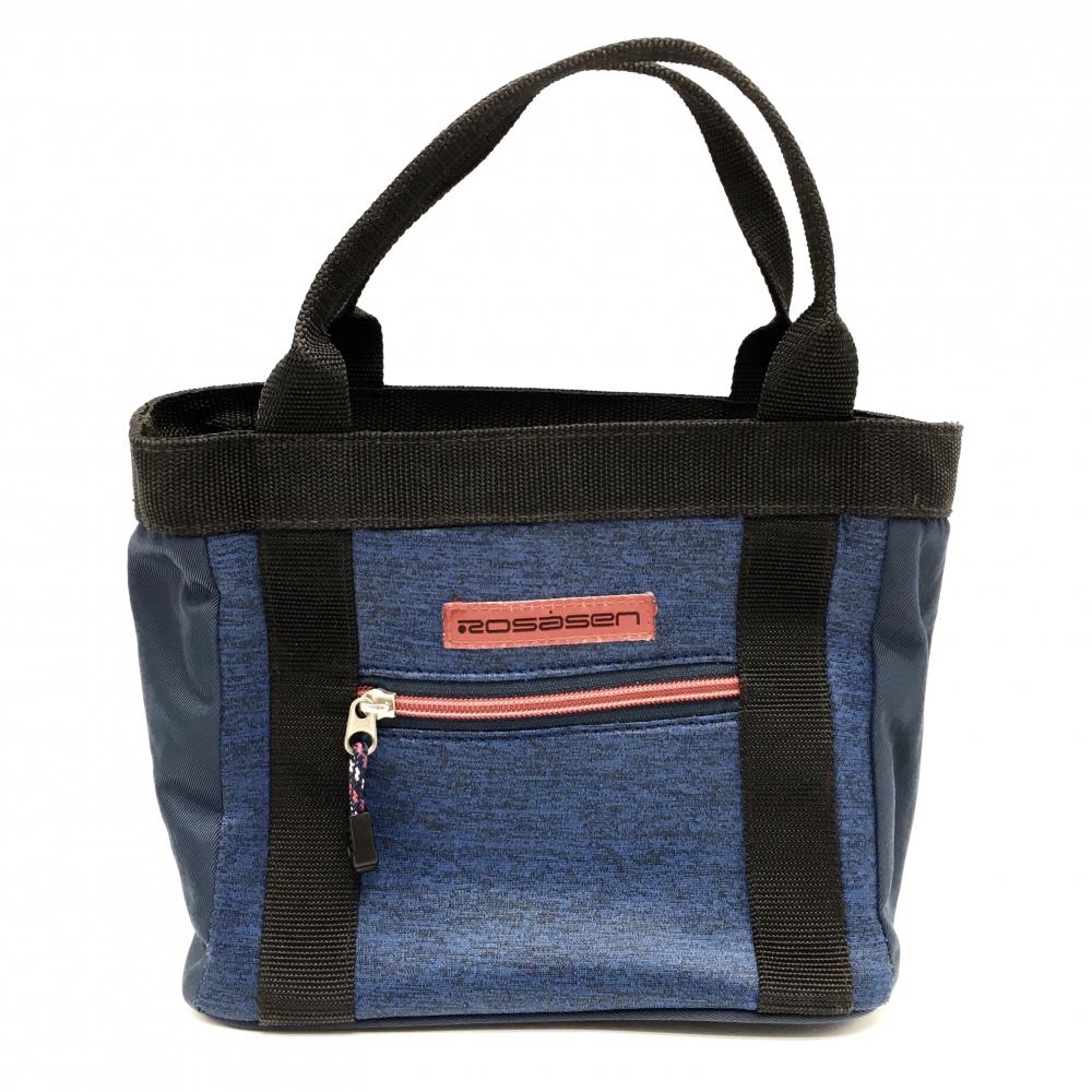 【美品】ロサーセン 保冷カートバッグ 杢ネイビー×レッド ロゴゴルフ Rosasen