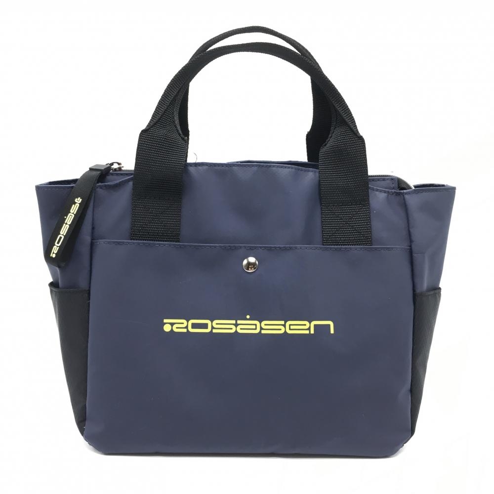【美品】ロサーセン カートバッグ ネイビー×ライムイエロー 内外サイドポケット ゴルフ Rosasen