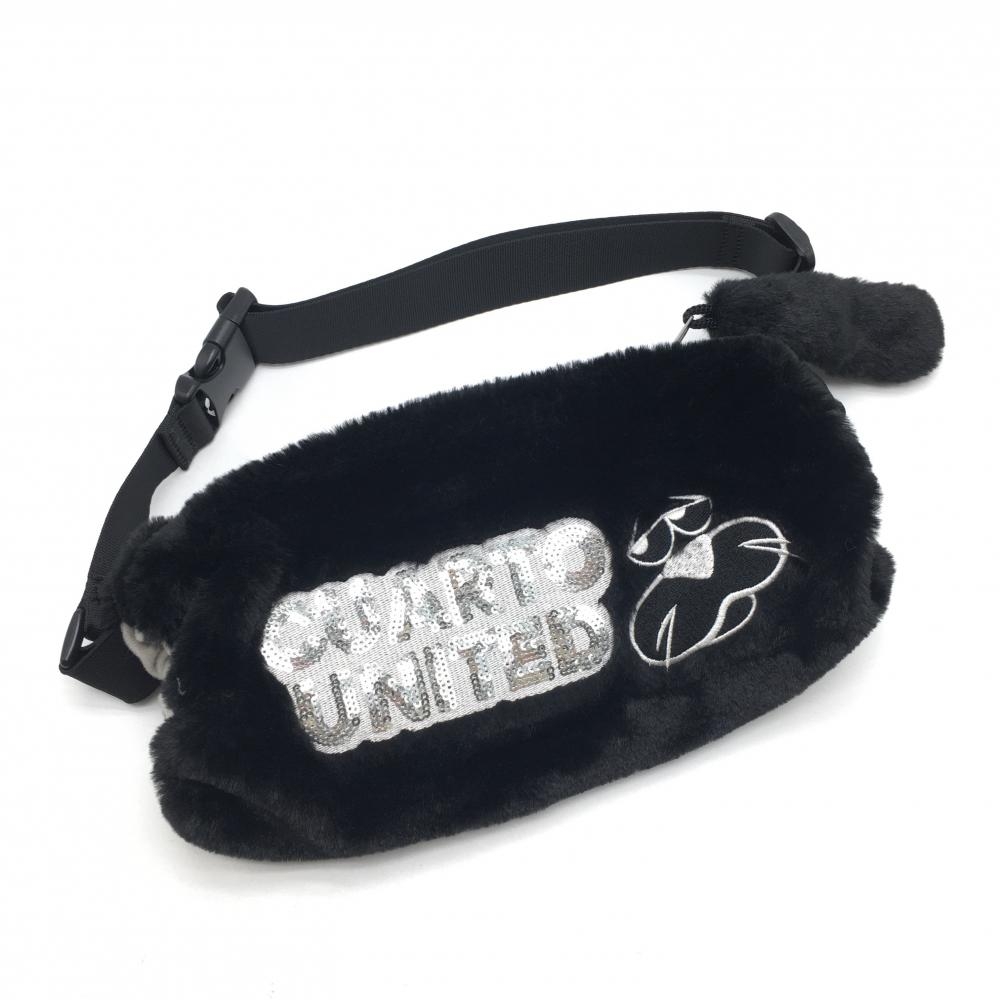 【超美品】クアルトユナイテッド ハンドウォーマー 黒 スパンコールロゴ ポケット付  ゴルフウェア CUARTO UNITED