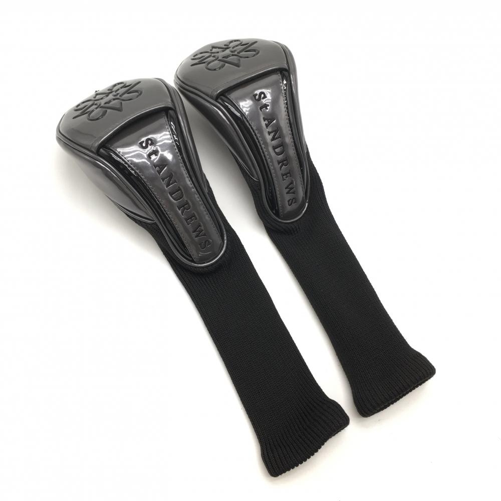 【美品】セントアンドリュース ヘッドカバー2点セット(FW) グレー×黒 フェアウェイウッド用ゴルフ St ANDREWS