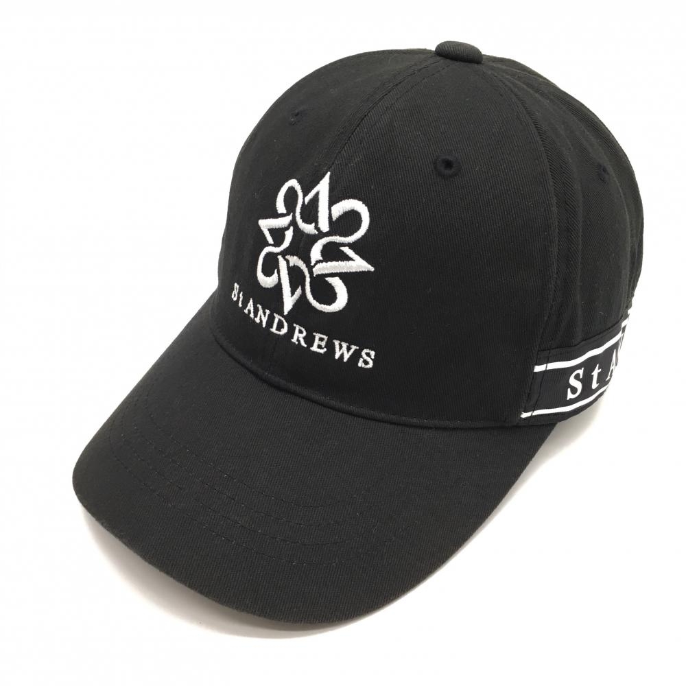 セントアンドリュース キャップ 黒×白 ロゴ刺しゅう  FR  ゴルフウェア St ANDREWS
