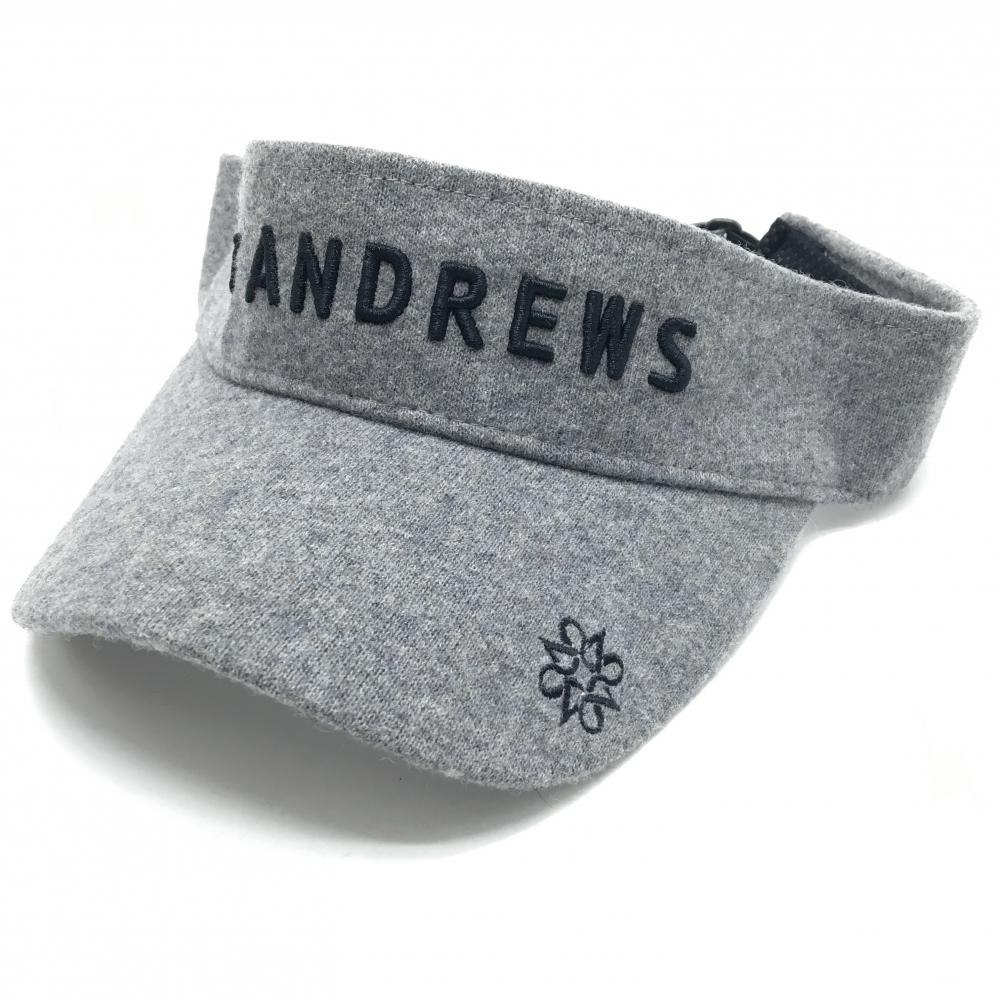 【超美品】セントアンドリュース サンバイザー 杢グレー×黒 ウール混 立体ロゴ  FR   ゴルフウェア St ANDREWS