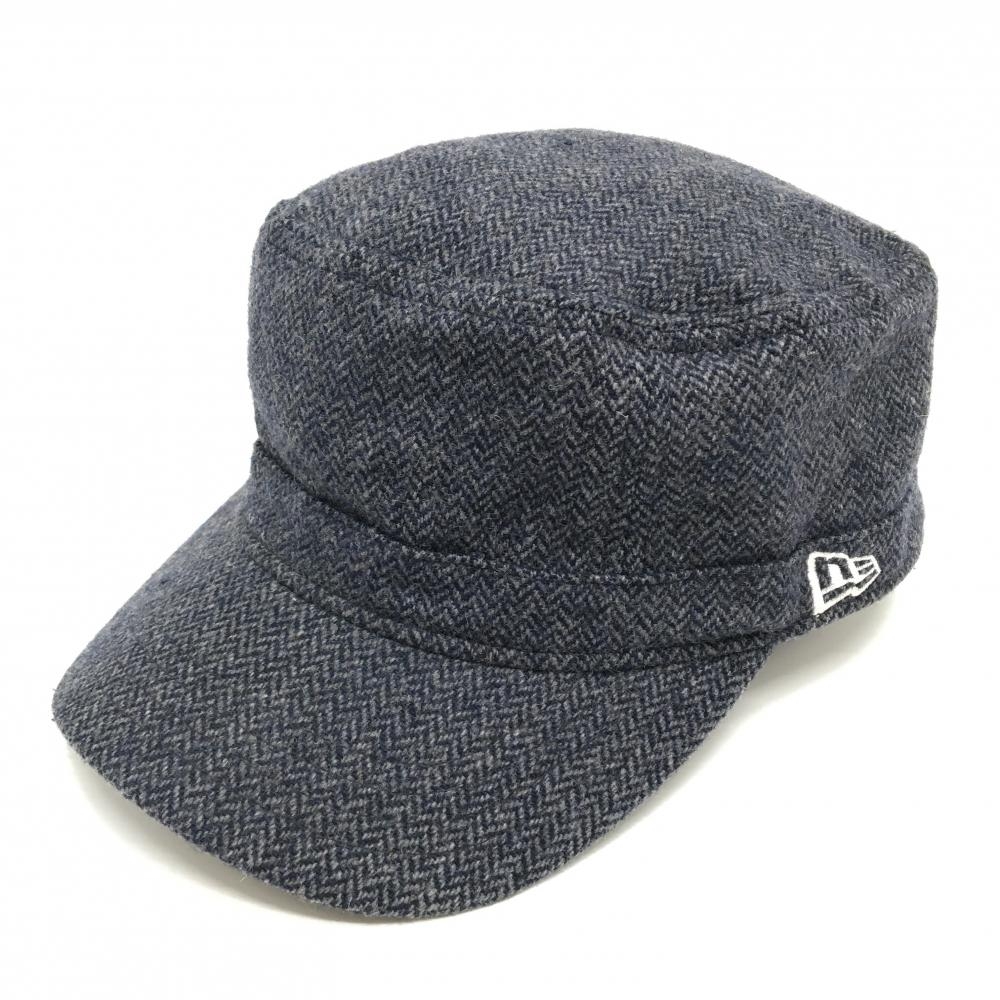 【超美品】ニューエラ ワークキャップ ダークグレー×グレー ヘリンボーン ウール混   ゴルフウェア New Era