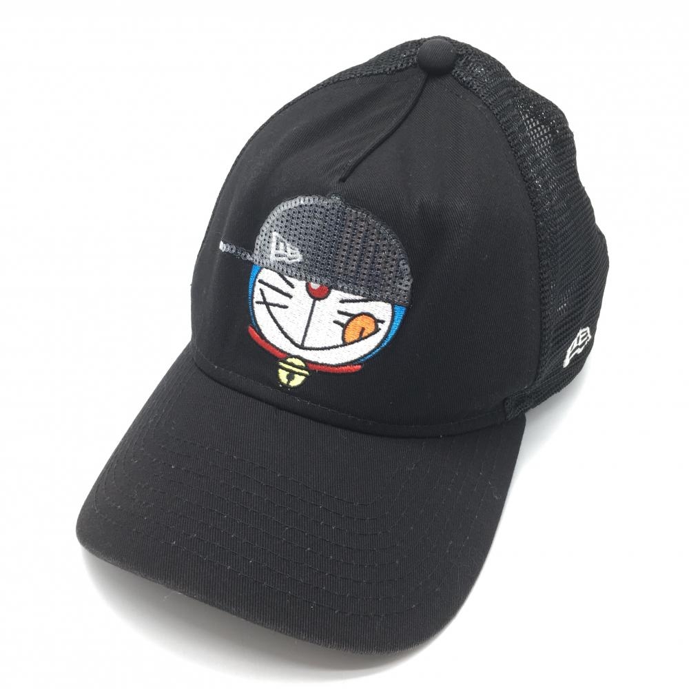 【美品】ニューエラ×ドラえもん メッシュキャップ 黒×ライトブルー スパンコール  ゴルフウェア New Era 画像