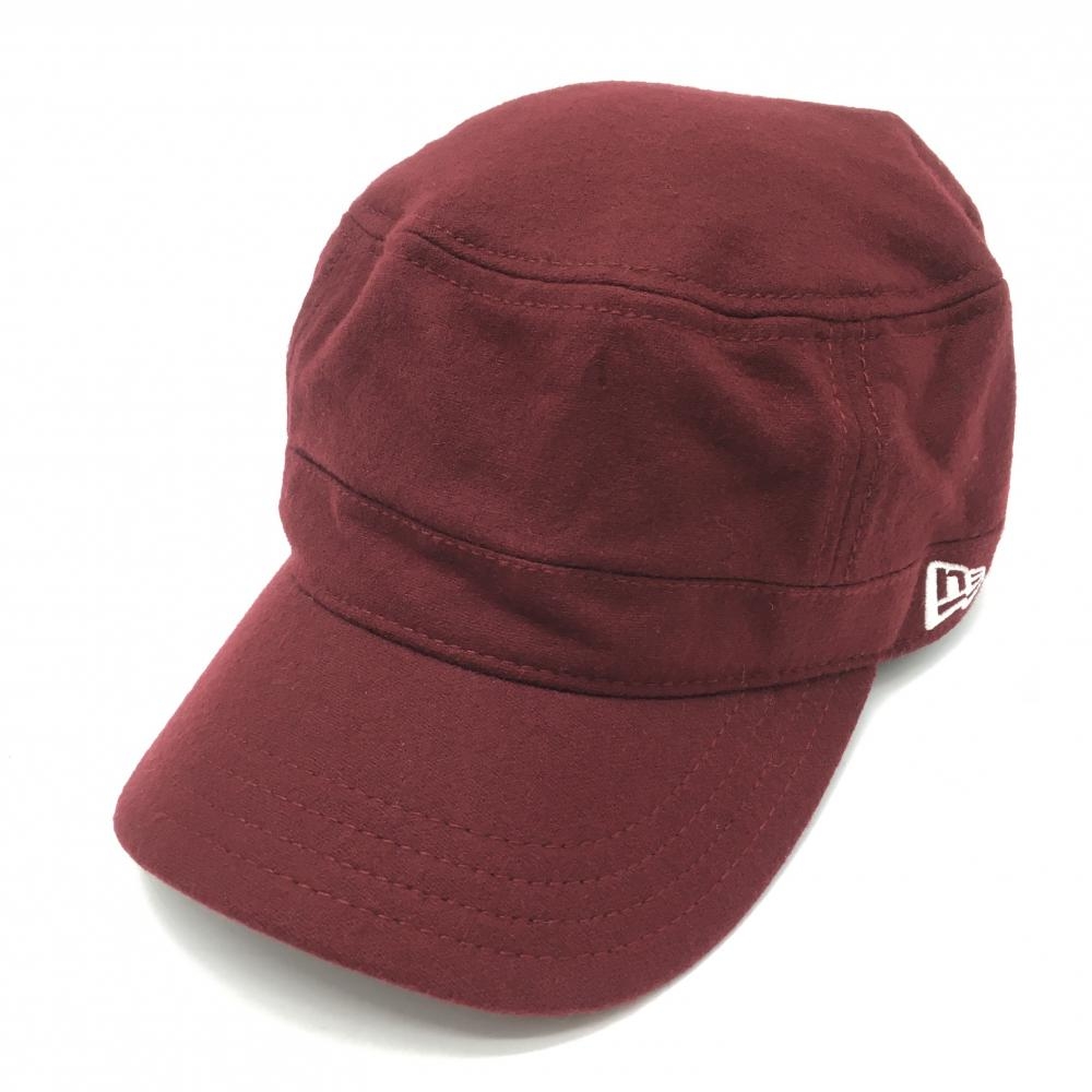 【美品】ニューエラ ワークキャップ ボルドー ウール混 裏メッシュ ティー装着可  ゴルフウェア New Era