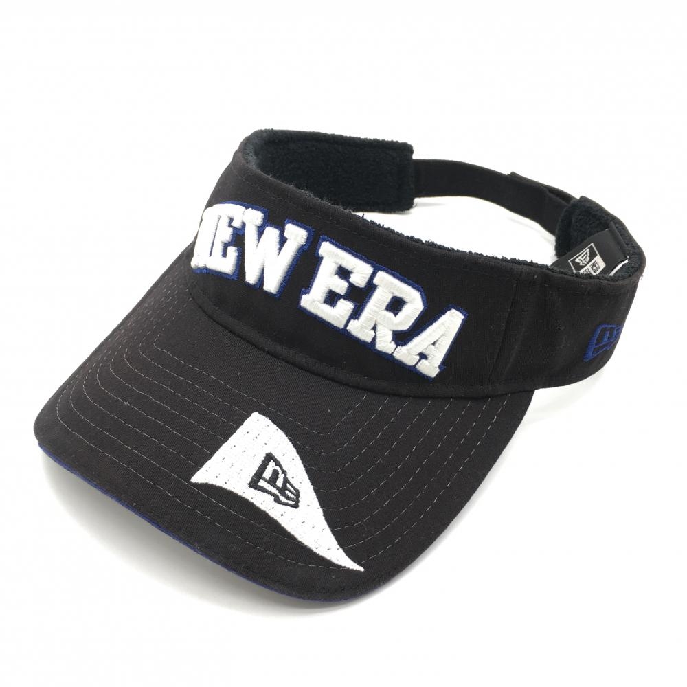 ニューエラ サンバイザー 黒×白 立体ロゴ刺しゅう 内側パイル地  ゴルフウェア New Era