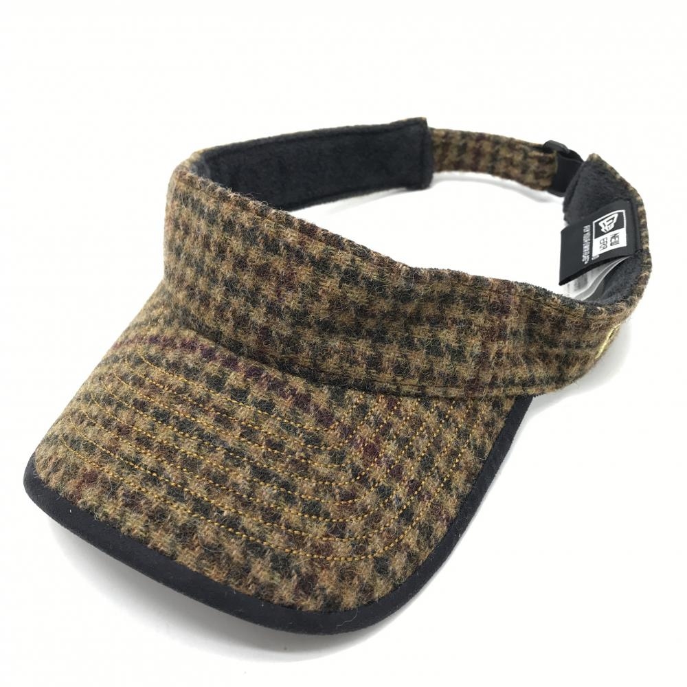 ニューエラ×MOON サンバイザー ブラウン×黒 チェック ウール   ゴルフウェア New Era