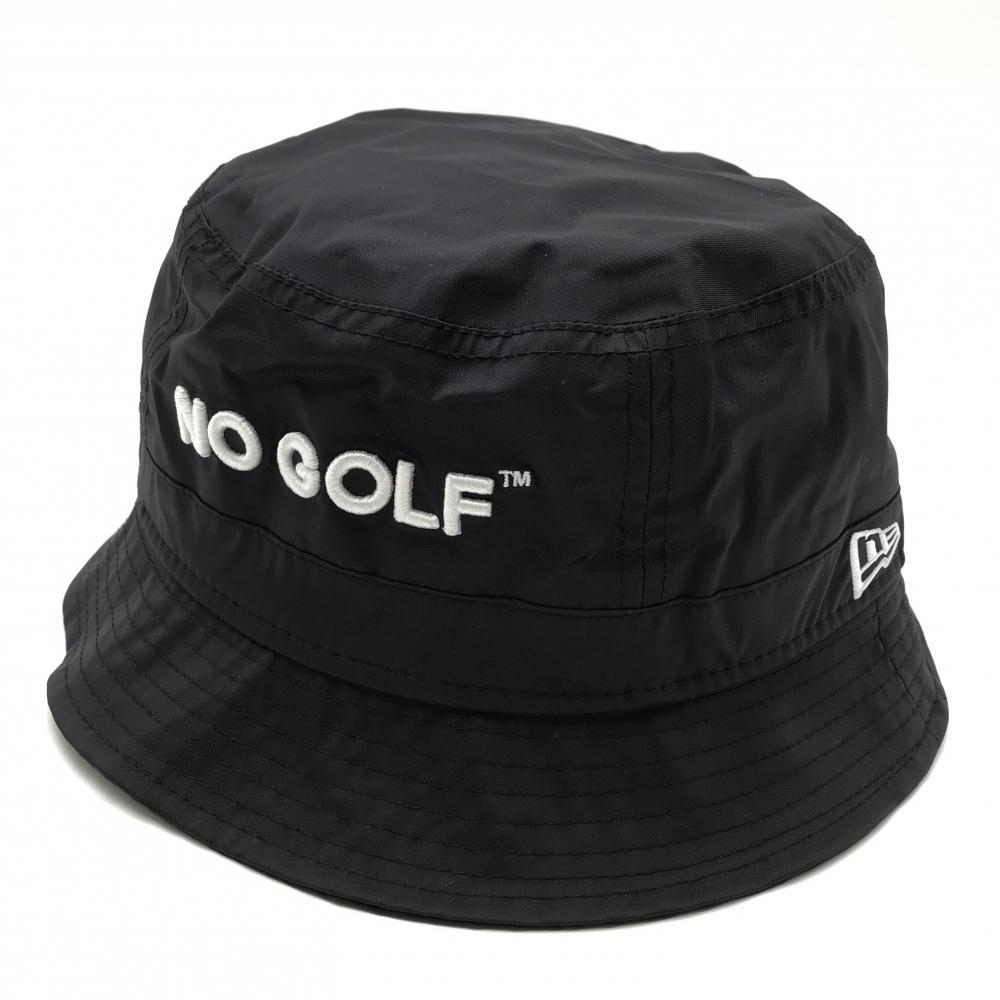 【美品】ニューエラ ナイロンハット 黒×白 クラブハウス ノーコーヒー 裏メッシュ MEDIUM/LARGE  ゴルフウェア New Era