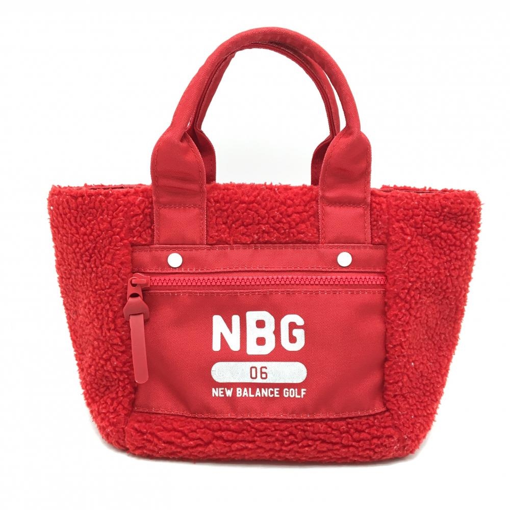 ニューバランスゴルフ ボアカートバッグ レッド×白 ロゴプリント 内外ポケットゴルフ New Balance