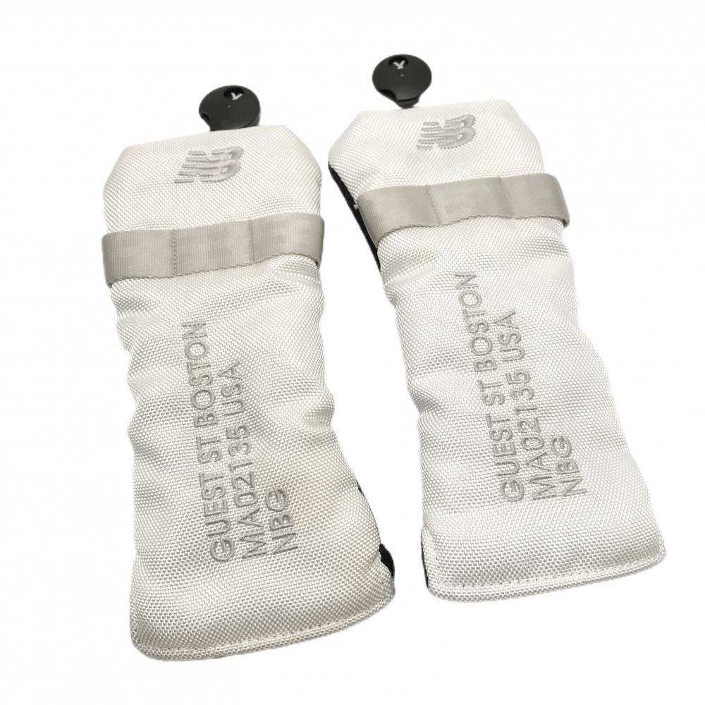 ニューバランス ヘッドカバー2点セット(UT) 白×グレー×黒 ユーティリティ ロゴ刺しゅう ゴルフ New Balance