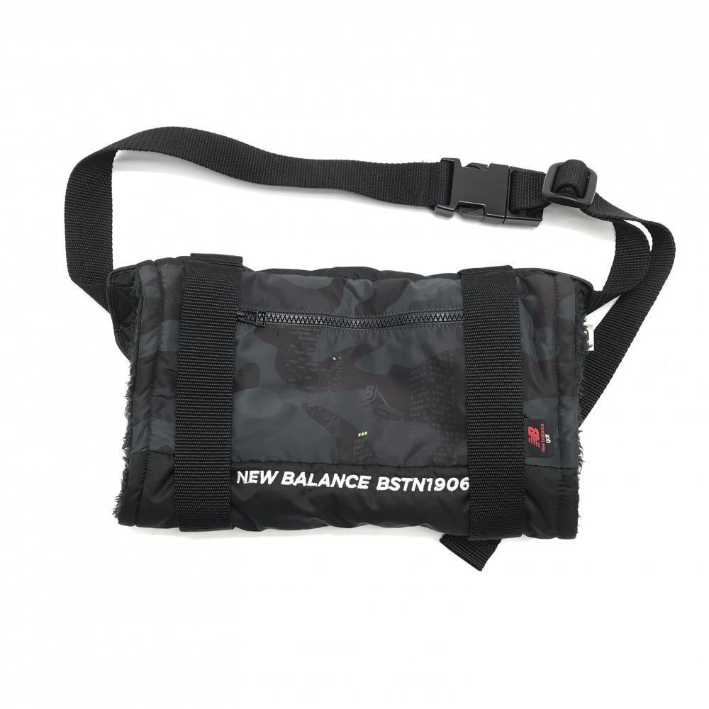 【超美品】ニューバランスゴルフ ハンドウォーマー 黒×グレー 総柄 裏ボア   ゴルフウェア New Balance