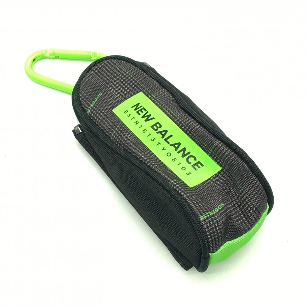 【美品】ニューバランスゴルフ ボールケース 黒×蛍光グリーン マグネット ロゴプリント ゴルフ New Balance