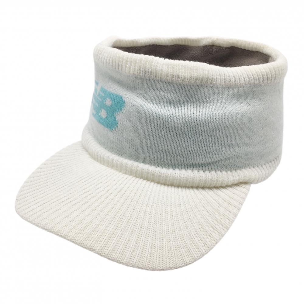 【超美品】ニューバランスゴルフ ニットサンバイザー 白×ライトブルー 裏起毛  FR  ゴルフウェア 2023年モデル New Balance