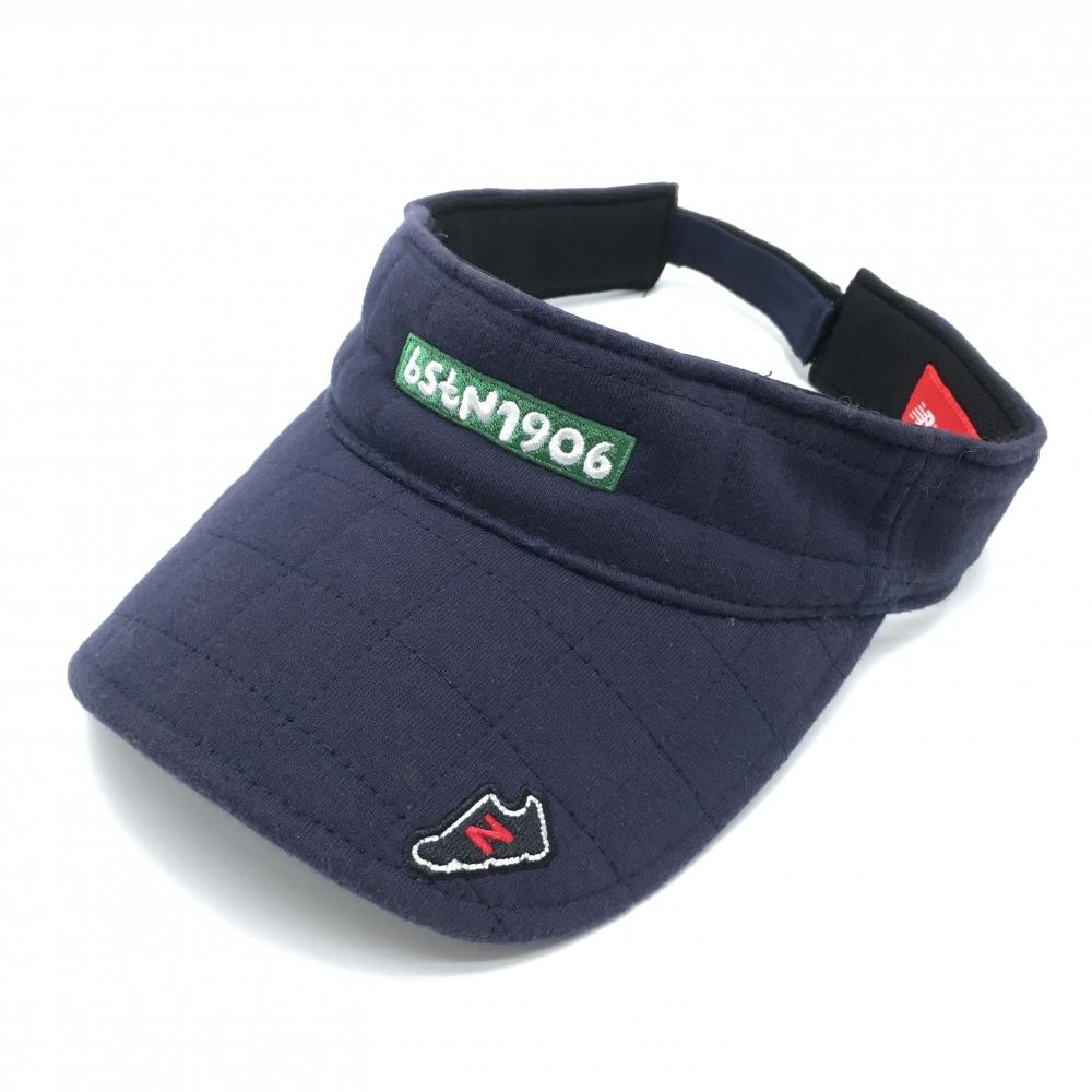 【美品】ニューバランスゴルフ サンバイザー ネイビー キルティング ロゴ  FR  ゴルフウェア New Balance