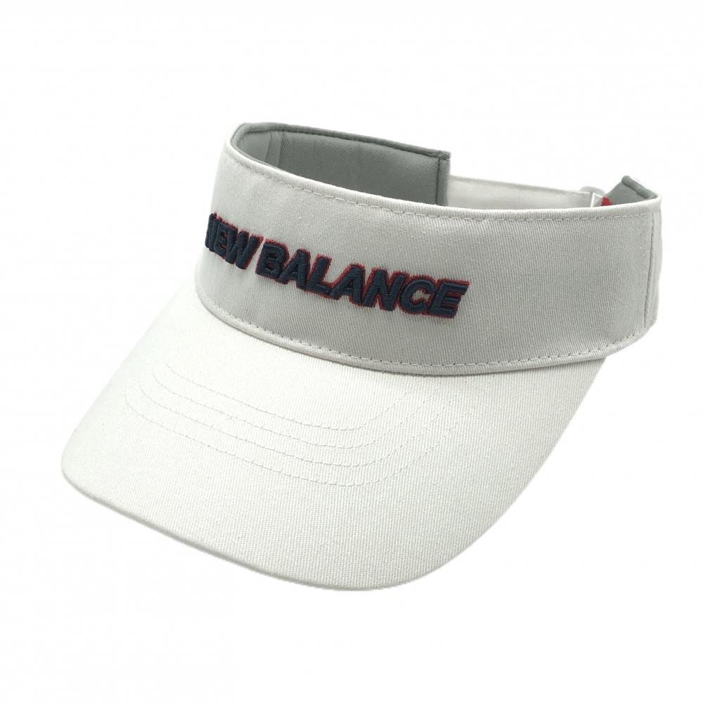 【美品】ニューバランスゴルフ サンバイザー 白×ネイビー 立体ロゴ刺しゅう FR  ゴルフウェア New Balance