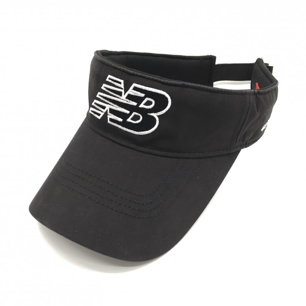 ニューバランスゴルフ サンバイザー 黒×白 コットン100％ ロゴ刺しゅう  FR  ゴルフウェア New Balance