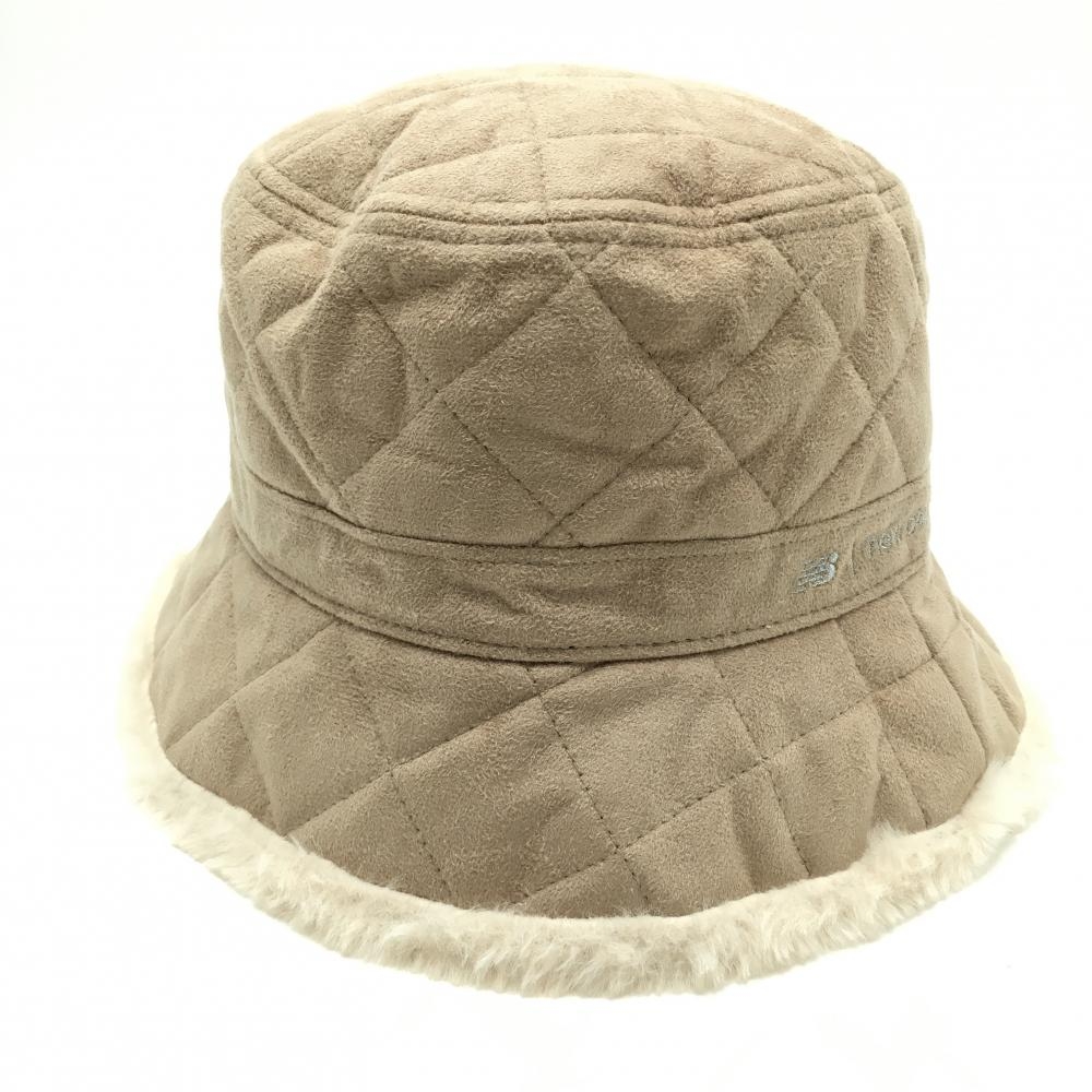 【美品】ニューバランスゴルフ バケットハット ベージュ系 キルティング 一部フェイクファー FR  ゴルフウェア 2024年モデル New Balance