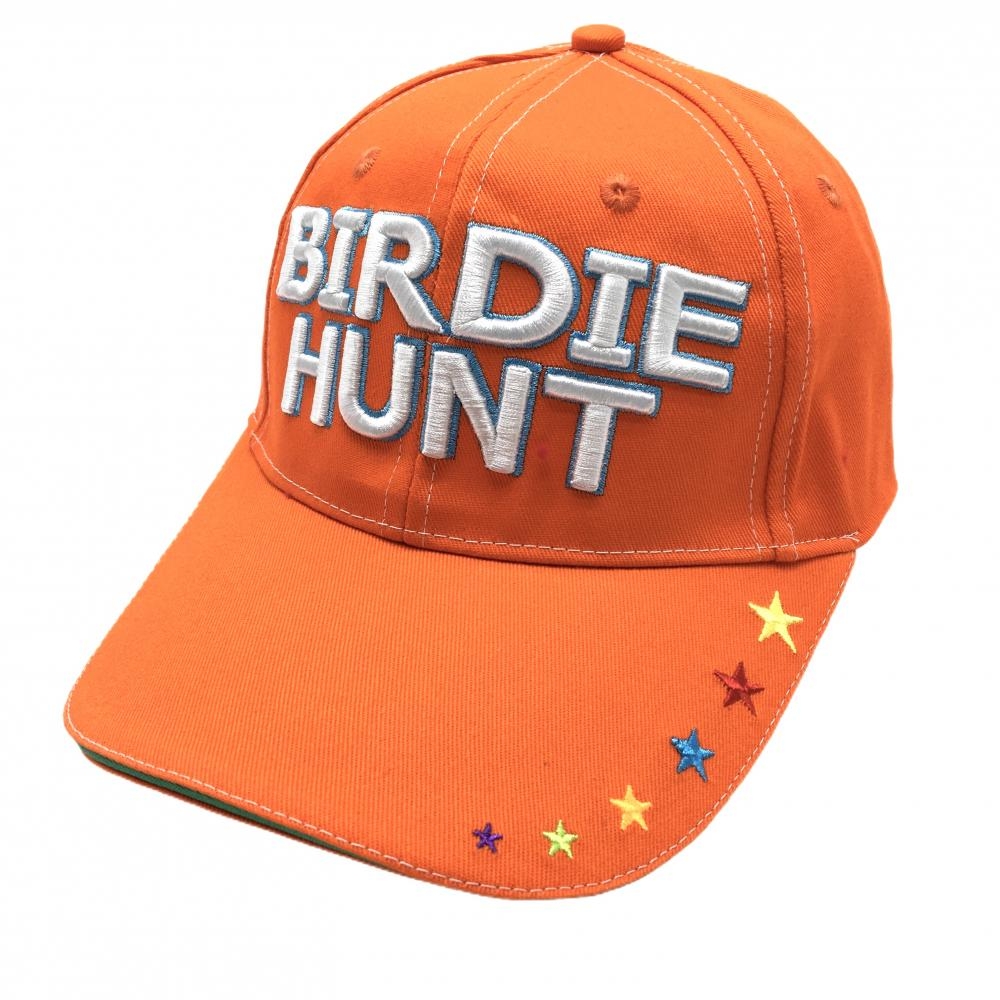 【未使用品】バーディーハント キャップ オレンジ×白 立体ロゴ刺しゅう つば星   ゴルフウェア Birdie hunt