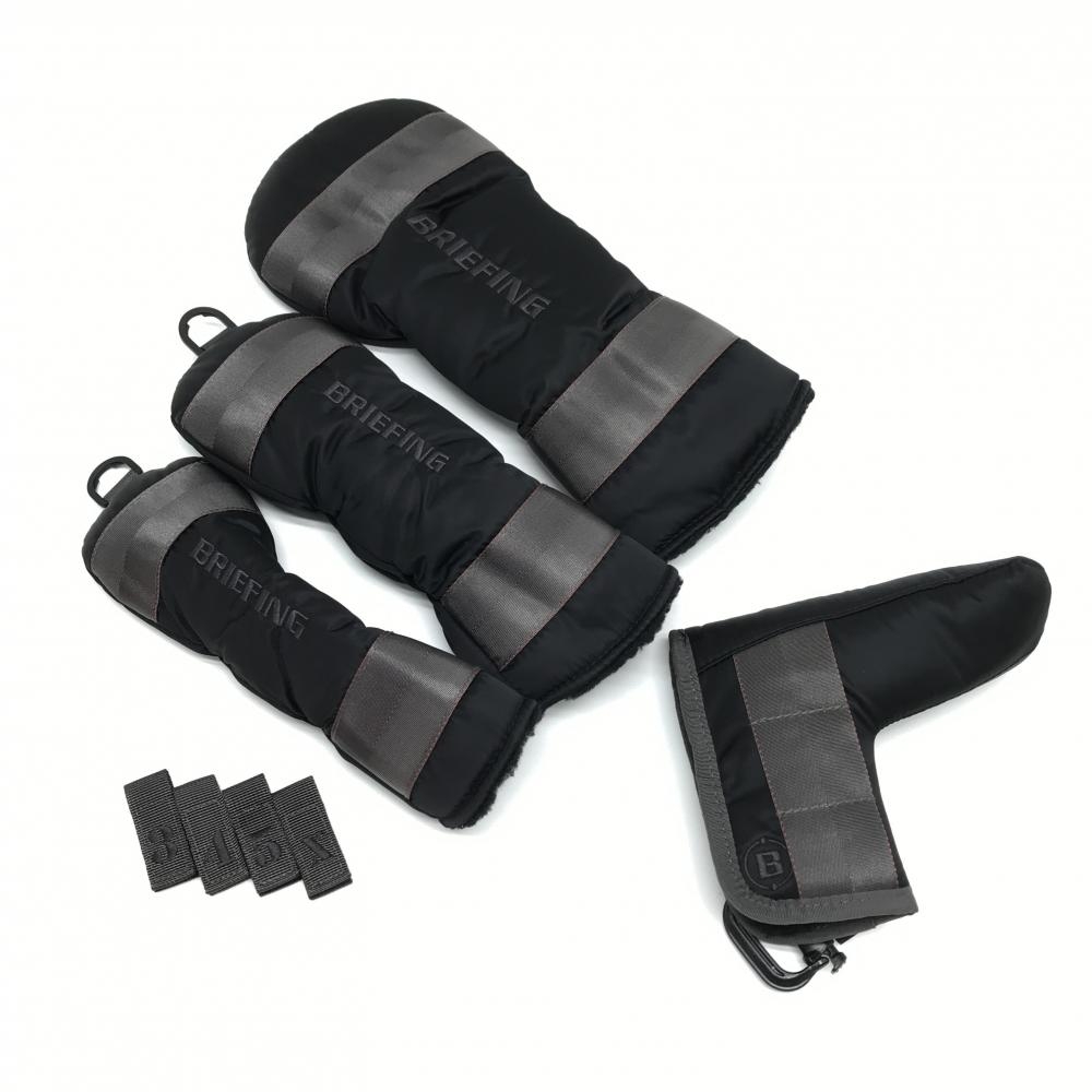 【超美品】ブリーフィング ヘッドカバー4点セット(DR FW UT PT) 黒×グレー ピン型 ゴルフ BRIEFING