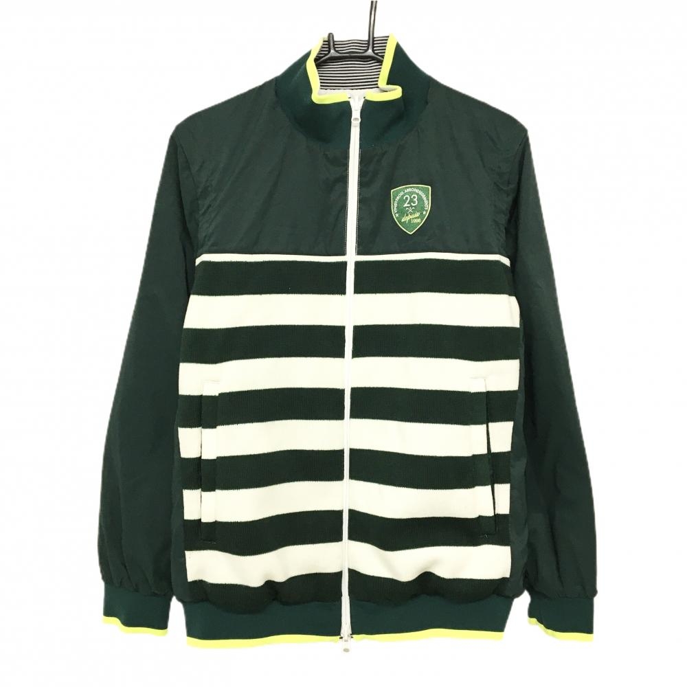 23区ゴルフ リバーシブル中綿ジャケット グリーン×白 4WAY 袖着脱可 一部ニット メンズ L ゴルフウェア 23区