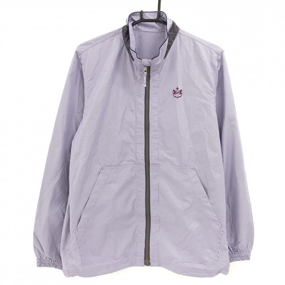 【超美品】23区スポーツ ジャケット パープル×白 ギンガムチェック 胸ロゴ  メンズ M ゴルフウェア 23区