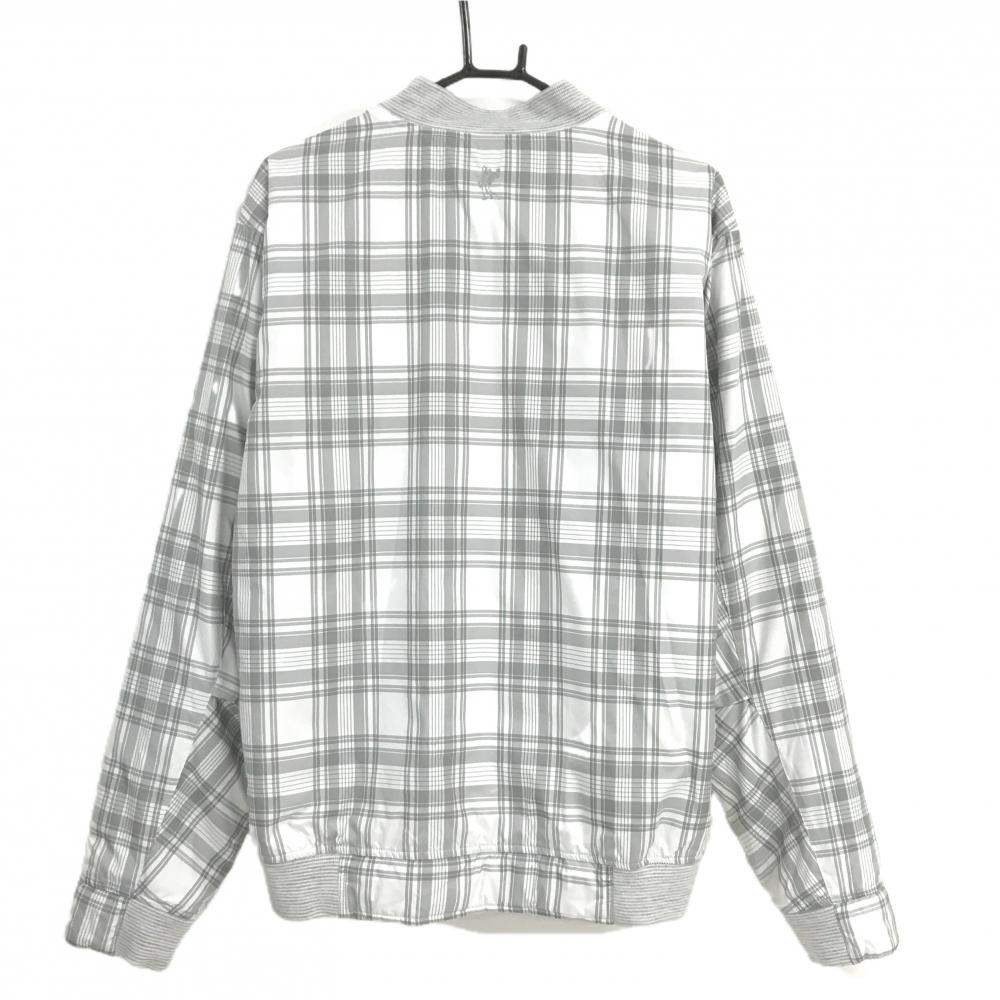 【美品】アシュワース 中綿リバーシブルジャケット 白×グレー チェック 裏白 メンズ XO(2XL) ゴルフウェア 大きいサイズ ASHWORTH