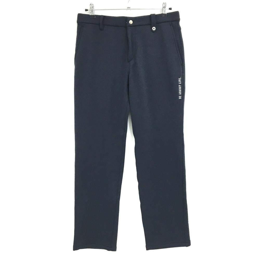 【新品】アダバット パンツ 黒系 裏起毛 ストレッチ ウエスト内側ゴム メンズ 48(L) ゴルフウェア adabat