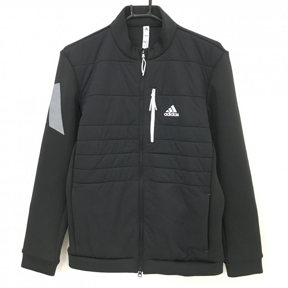 【超美品】アディダス 中綿切替ジャケット 黒×白 前身頃中綿 ダンボールニット メンズ M ゴルフウェア adidas