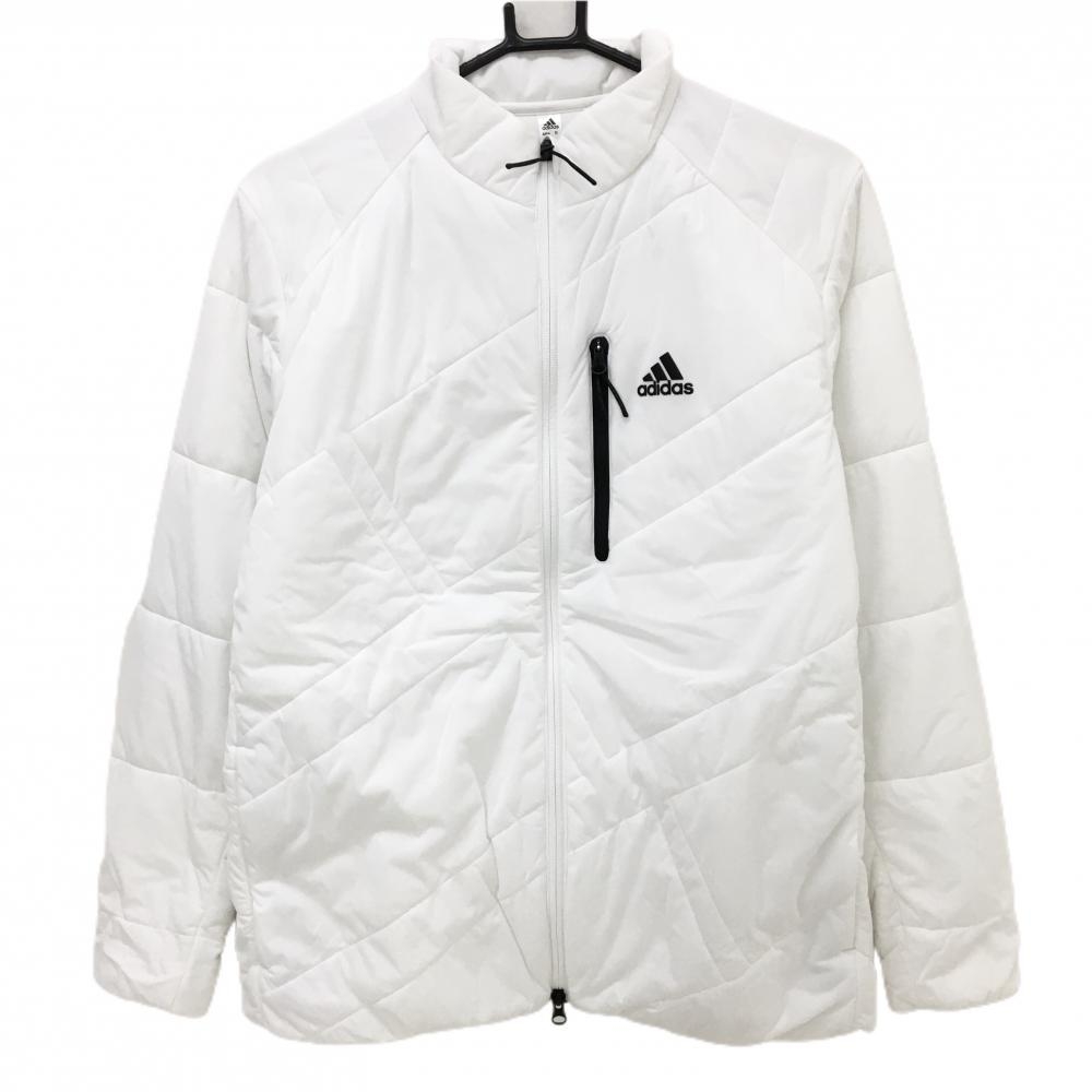 【新品】アディダス 中綿ジャケット 白 3ポケット シリコンロゴ  メンズ L ゴルフウェア adidas