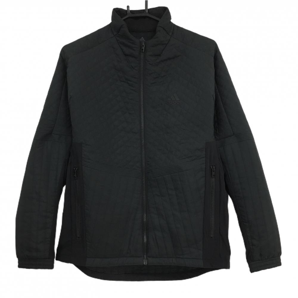 アディダス 中綿ジャケット 黒 一部中綿 一部裏起毛 キルティング 切替 メンズ M ゴルフウェア adidas