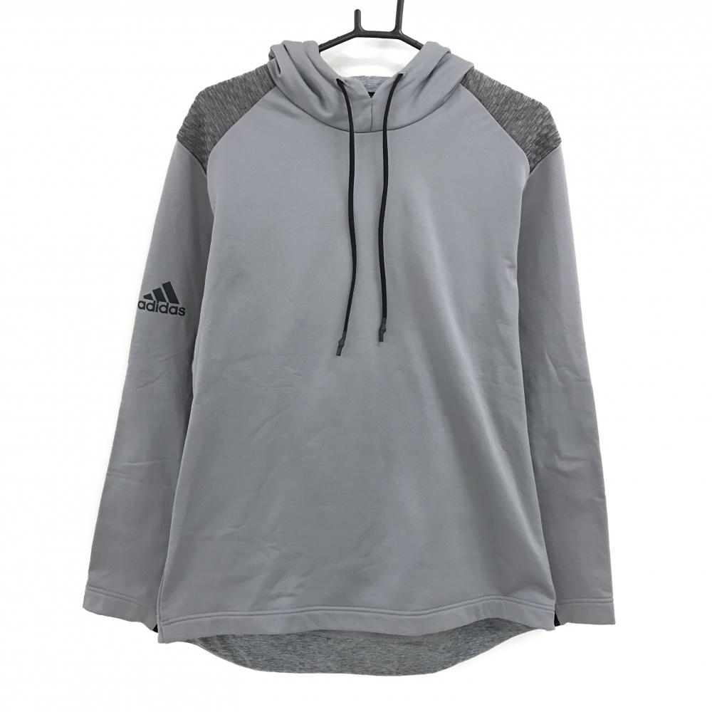 【美品】アディダス パーカー グレー 裏起毛 肩切替  メンズ O(XL) ゴルフウェア adidas