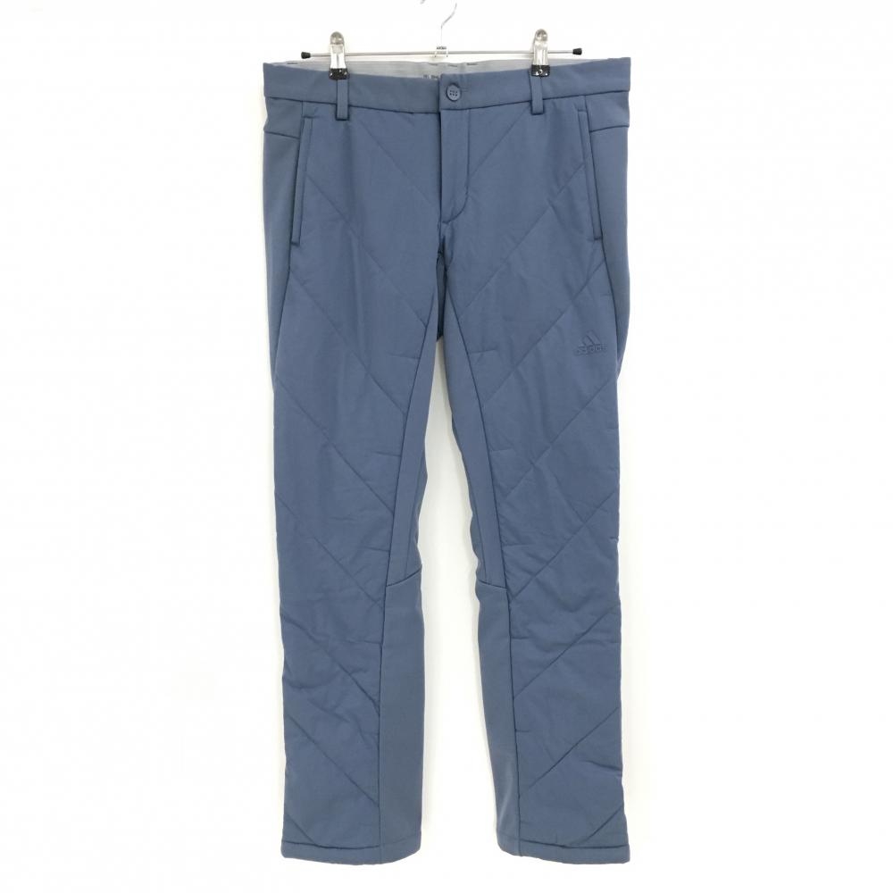 【美品】アディダス 切替中綿パンツ ブルーグレー キルティング 前中綿 裏起毛  メンズ O(XL) ゴルフウェア adidas