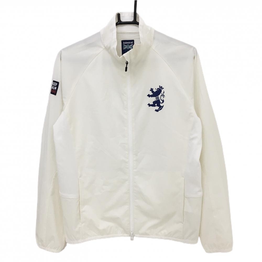 【美品】アドミラル ジャケット 白 サイド・袖下切替 薄手  メンズ M ゴルフウェア Admiral