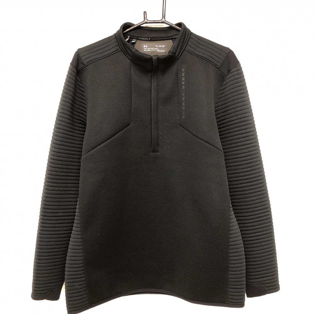 アンダーアーマー 切替中綿ブルゾン 黒 ピンドット ネック・袖・サイド中綿 ハーフジップ  メンズ XL/TG/EG ゴルフウェア UNDER ARMOUR