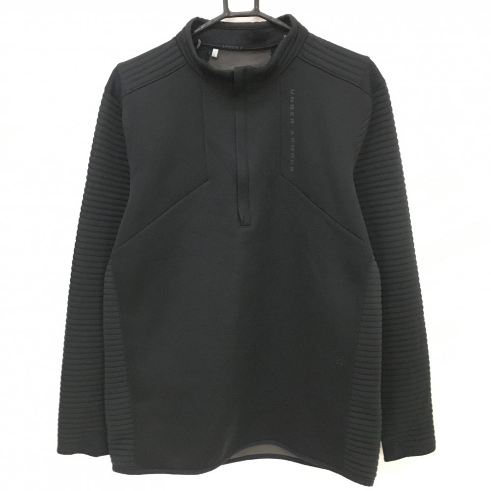 アンダーアーマー 切替中綿ブルゾン 黒×ダークネイビー 肩・袖・サイド中綿 ハーフジップ メンズ XL/TG/EG ゴルフウェア UNDER ARMOUR