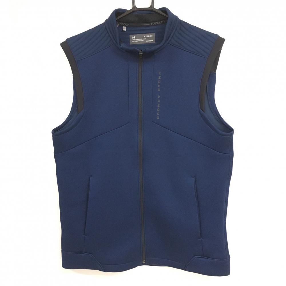 超美品】アンダーアーマー アウターベスト ネイビー ドット地模様 胸