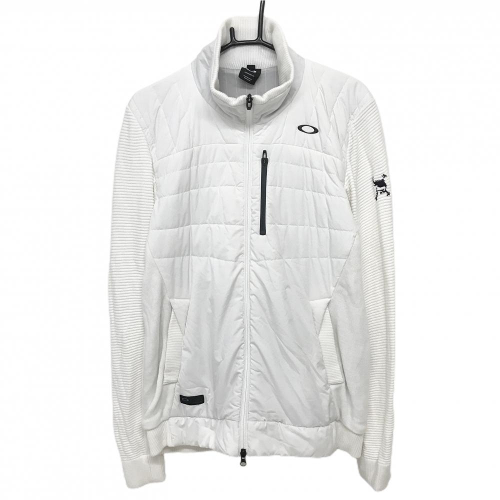【超美品】オークリー 中綿ジャケット 白 前身頃中綿 袖・背面ニット 蓄熱裏地 メンズ XL ゴルフウェア Oakley