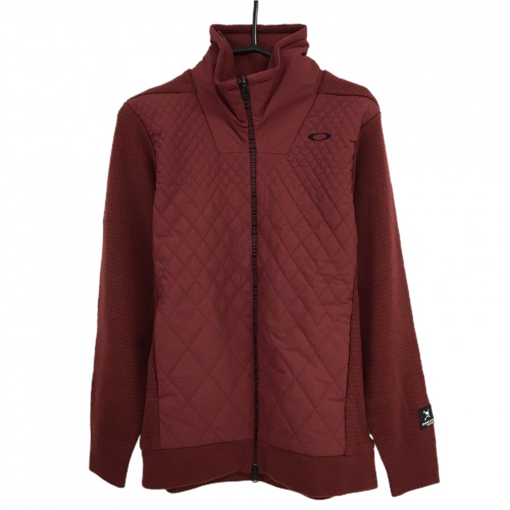 【新品】オークリー 中綿ニットジャケット ボルドー 前身頃中綿 蓄熱裏地 メンズ M ゴルフウェア Oakley