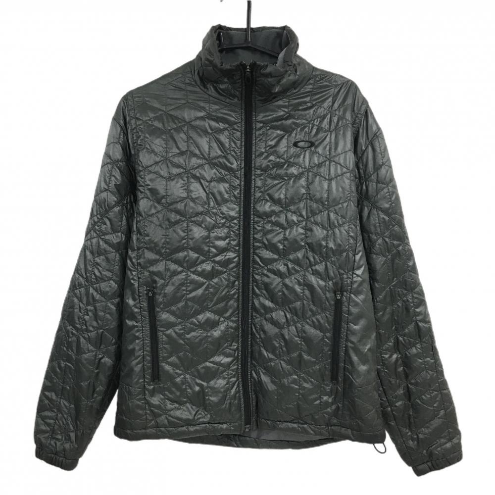 オークリー 中綿ジャケット ダークグレー キルティング ドローコード メンズ M ゴルフウェア Oakley