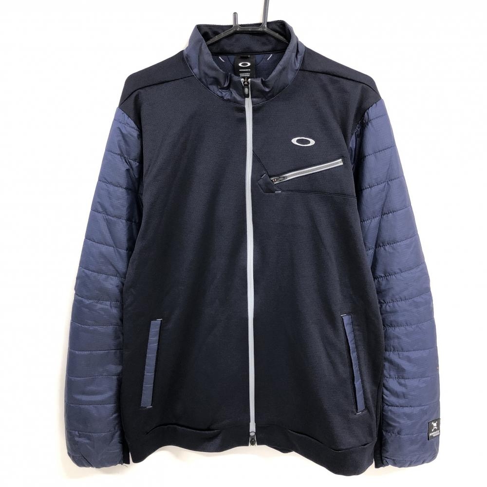 オークリー 切替中綿ジャケット ネイビー×ダークネイビー ロゴ刺しゅう メンズ 2XL ゴルフウェア 大きいサイズ Oakley
