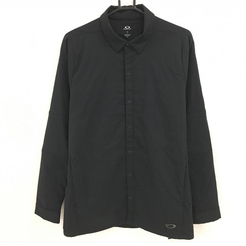 オークリー 襟付き中綿ジャケット 黒 スナップボタン メンズ XL ゴルフウェア Oakley