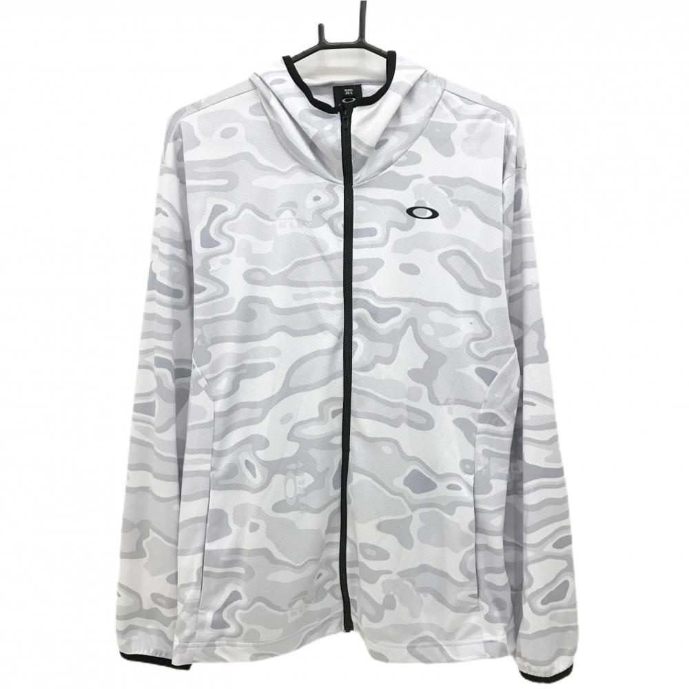 オークリー ジップパーカー 白×ライトグレー 総柄 メンズ XL ゴルフ