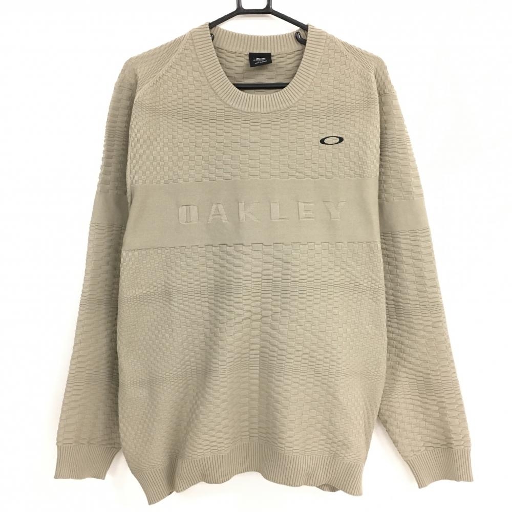【超美品】オークリー セーター ベージュ 変形格子柄 メンズ XL ゴルフウェア 2024年モデル Oakley