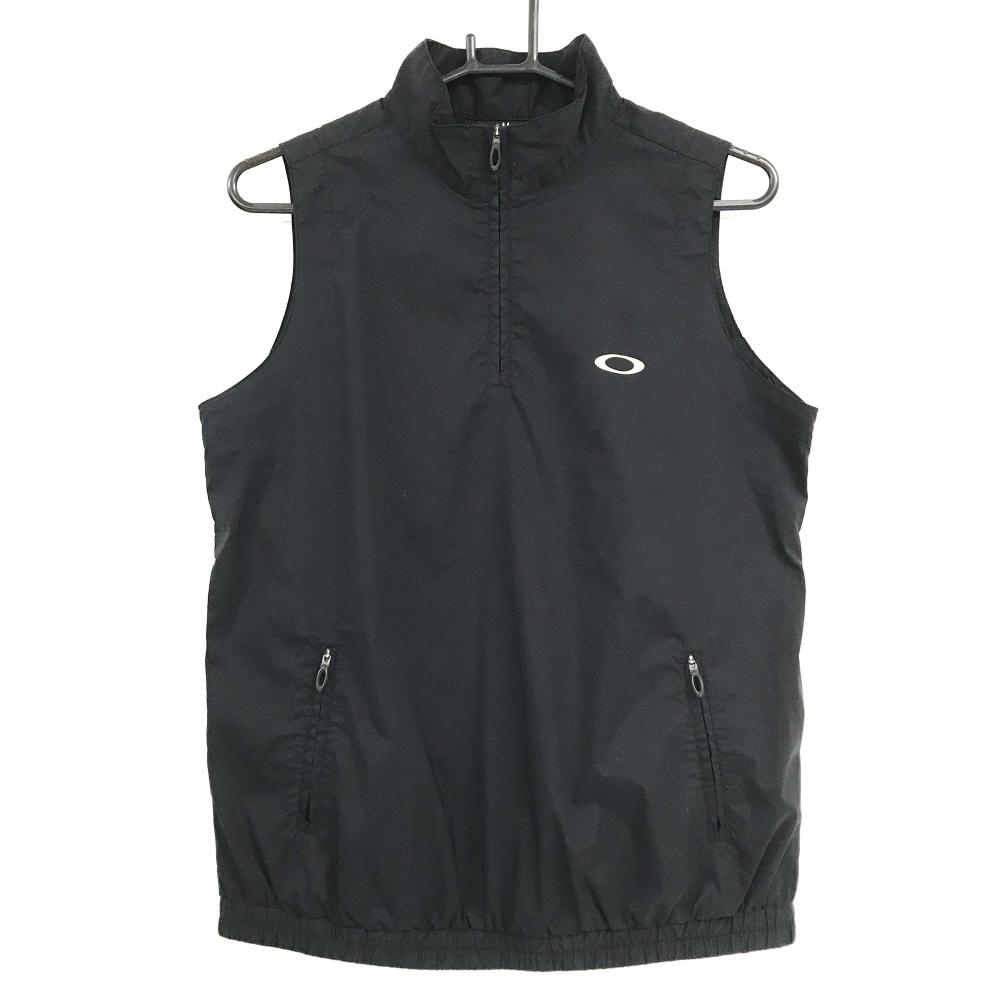 オークリー アウターベスト 黒 ロゴプリント ハーフジップ メンズ M ゴルフウェア Oakley
