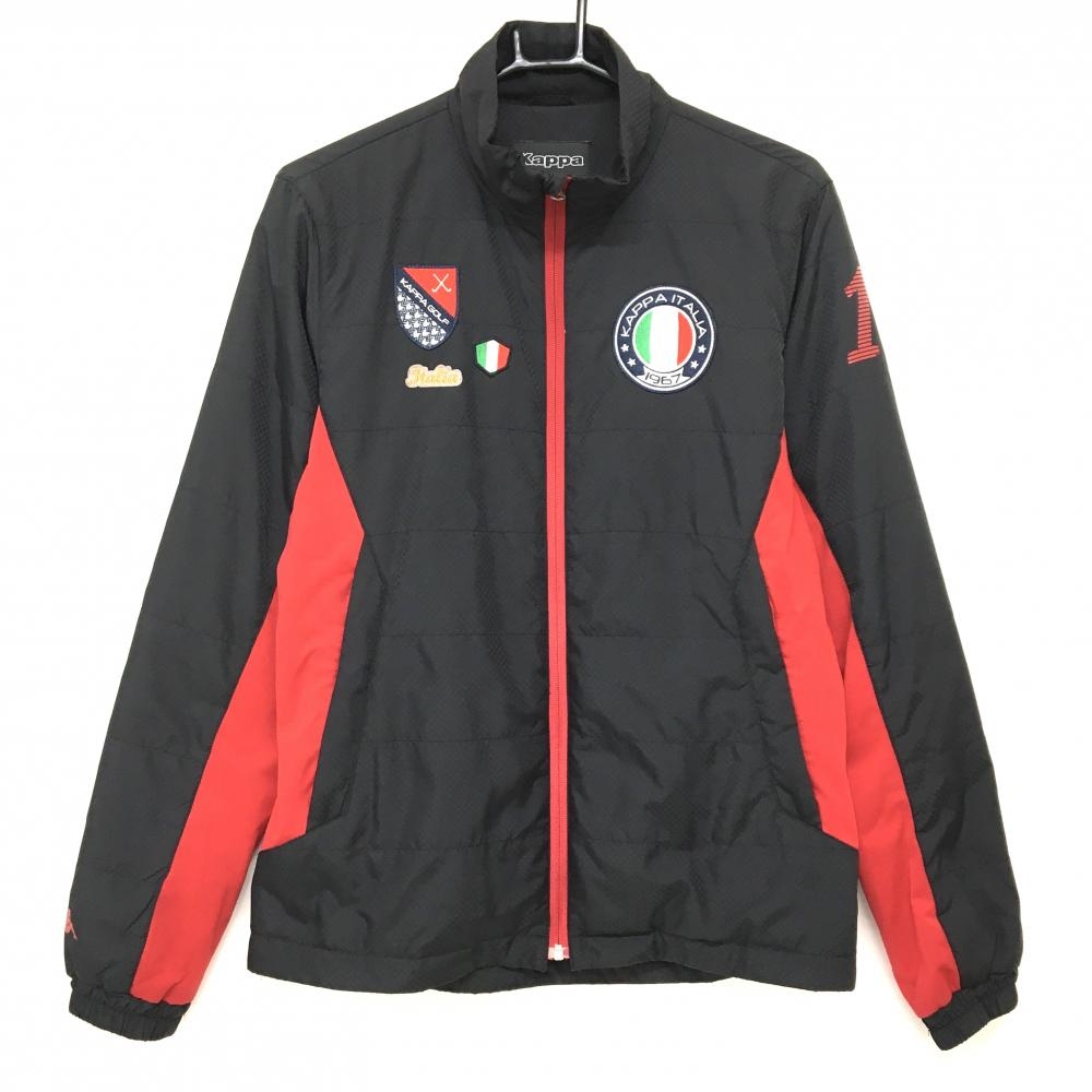 カッパ 異素材中綿ジャケット 黒×レッド 刺しゅう 胸ワッペン  メンズ M ゴルフウェア Kappa
