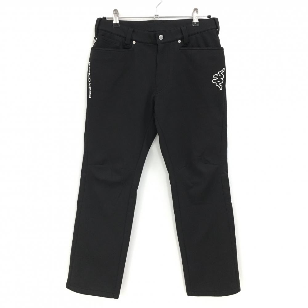 【美品】カッパ パンツ 黒×白 裏起毛 ロゴプリント メンズ 79 ゴルフウェア Kappa