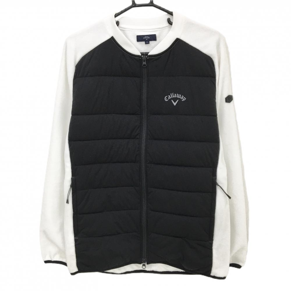 【美品】キャロウェイ 中綿フリースジャケット 黒×白 前身頃中綿 メンズ LL ゴルフウェア Callaway