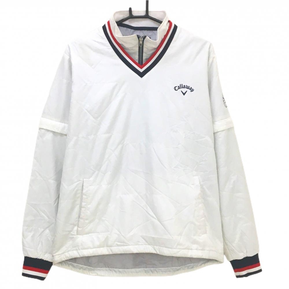 キャロウェイ 4WAY中綿スニード 白×ネイビー キルティング 袖・ネック着脱可 ブルゾン メンズ L ゴルフウェア Callaway