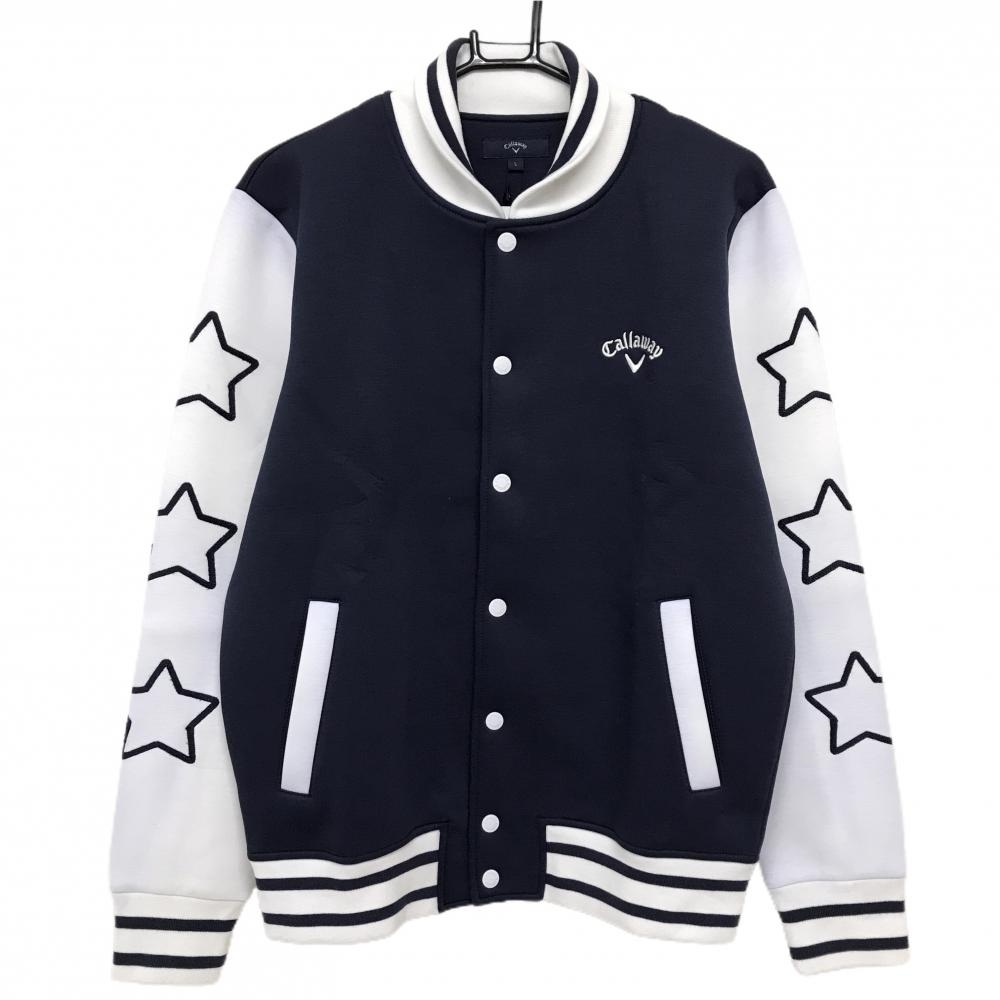 キャロウェイ ジャケットブルゾン ネイビー×白 袖星 紙タグ付き メンズ L ゴルフウェア Callaway