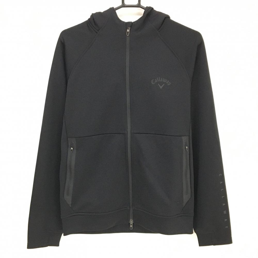 【超美品】キャロウェイ ジップパーカー 黒 ロゴ ダブルジップ メンズ L ゴルフウェア Callaway